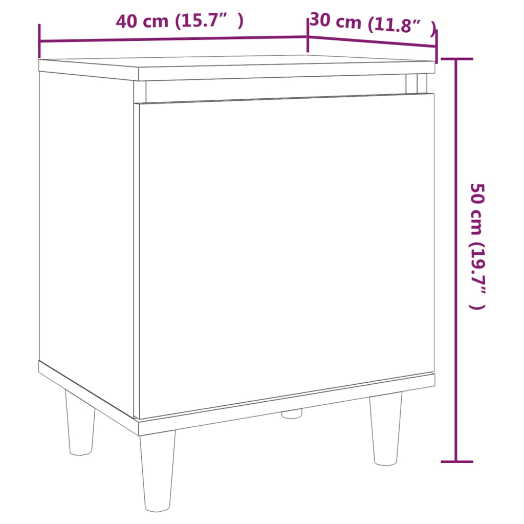 vidaXL خزانة سرير بأرجل خشب صلب أوك بني 40×30×50 سم