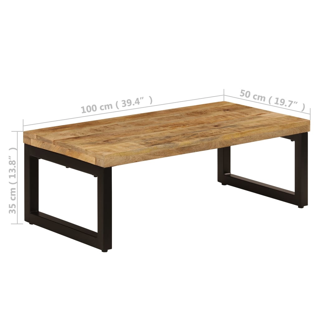 vidaXL طاولة قهوة 100×50×35 سم خشب مانجو صلب وفولاذ