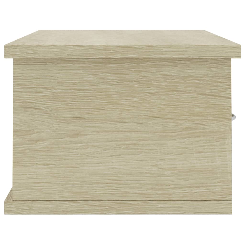 vidaXL رف درج جداري أبيض وسونوما أوك 60×26×18.5 سم خشب حبيبي