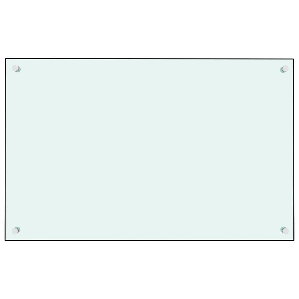 vidaXL لوح باكسبلاش أبيض للمطبخ 80×40 سم زجاج مقسى