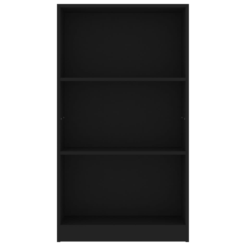 vidaXL خزانة كتب 3 طبقات أسود 60×24×108 سم خشب حبيبي