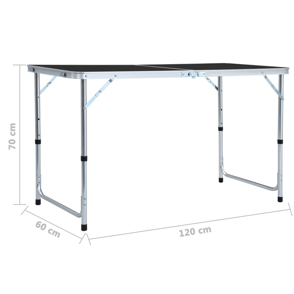 vidaXL طاولة تخييم قابلة للطي رمادي ألومنيوم 120×60 سم