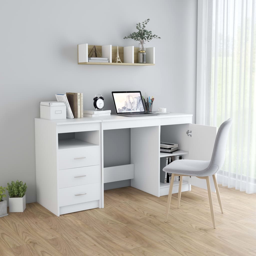 vidaXL مكتب أبيض 140×50×76 سم خشب صناعي