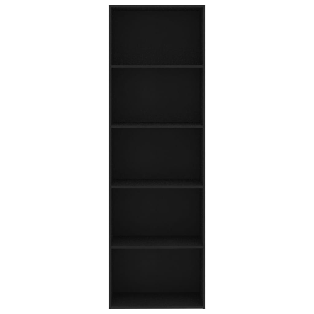 vidaXL خزانة كتب 5-طبقات لون أسود 60×30×189 سم خشب صناعي