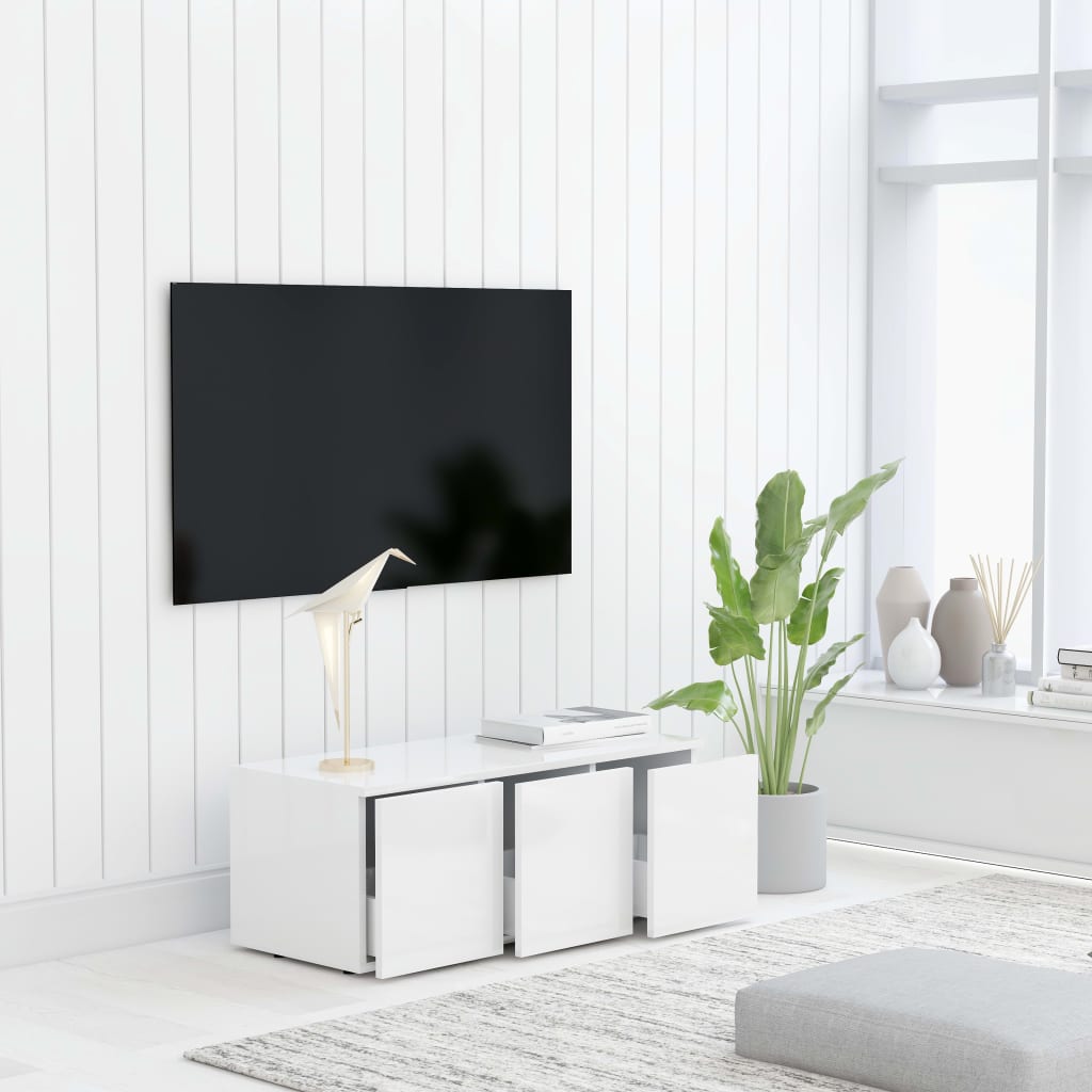 vidaXL خزانة تلفزيون أبيض 80×34×30 سم خشب حبيبي