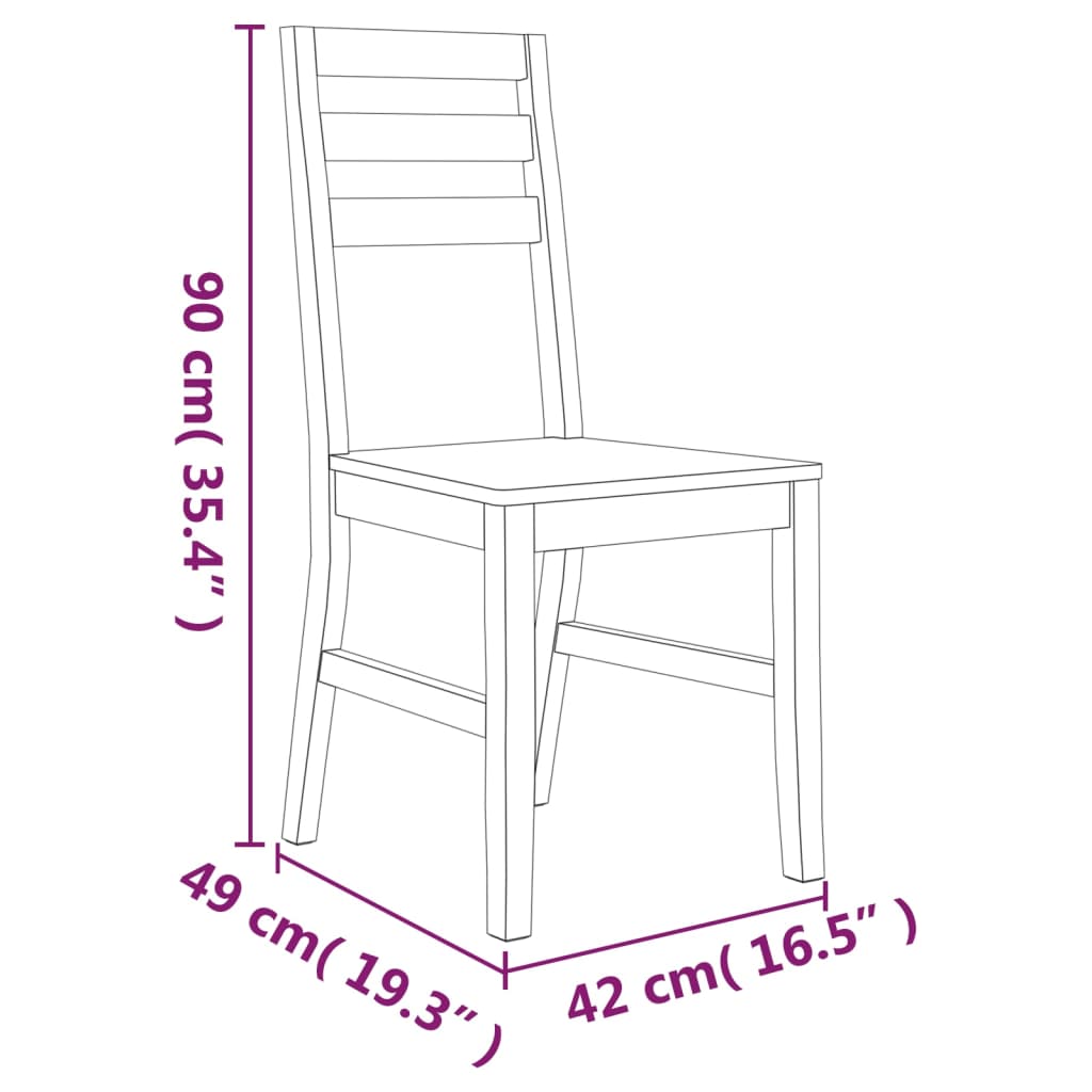 vidaXL كراسي طعام 2 ق خشب سنط صلب