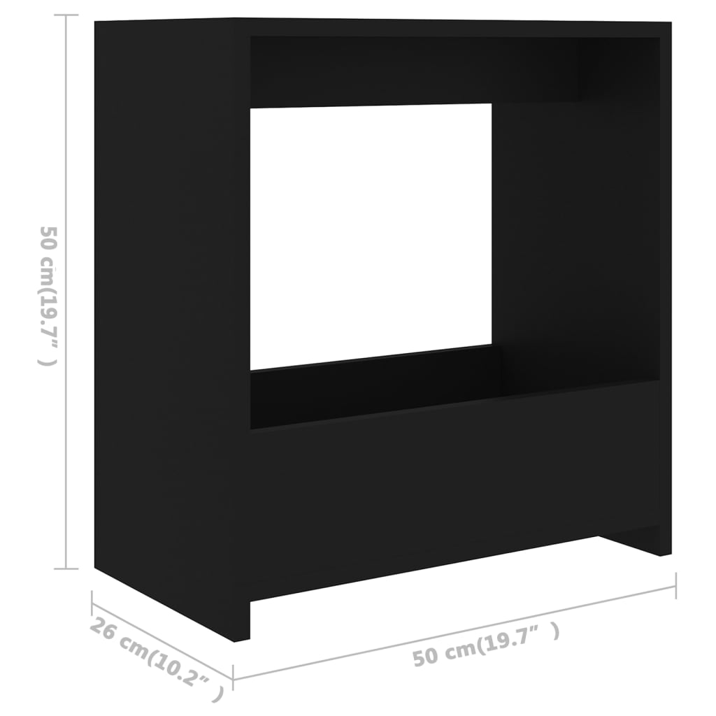 vidaXL طاولة جانبية أسود 50×26×50 سم خشب صناعي