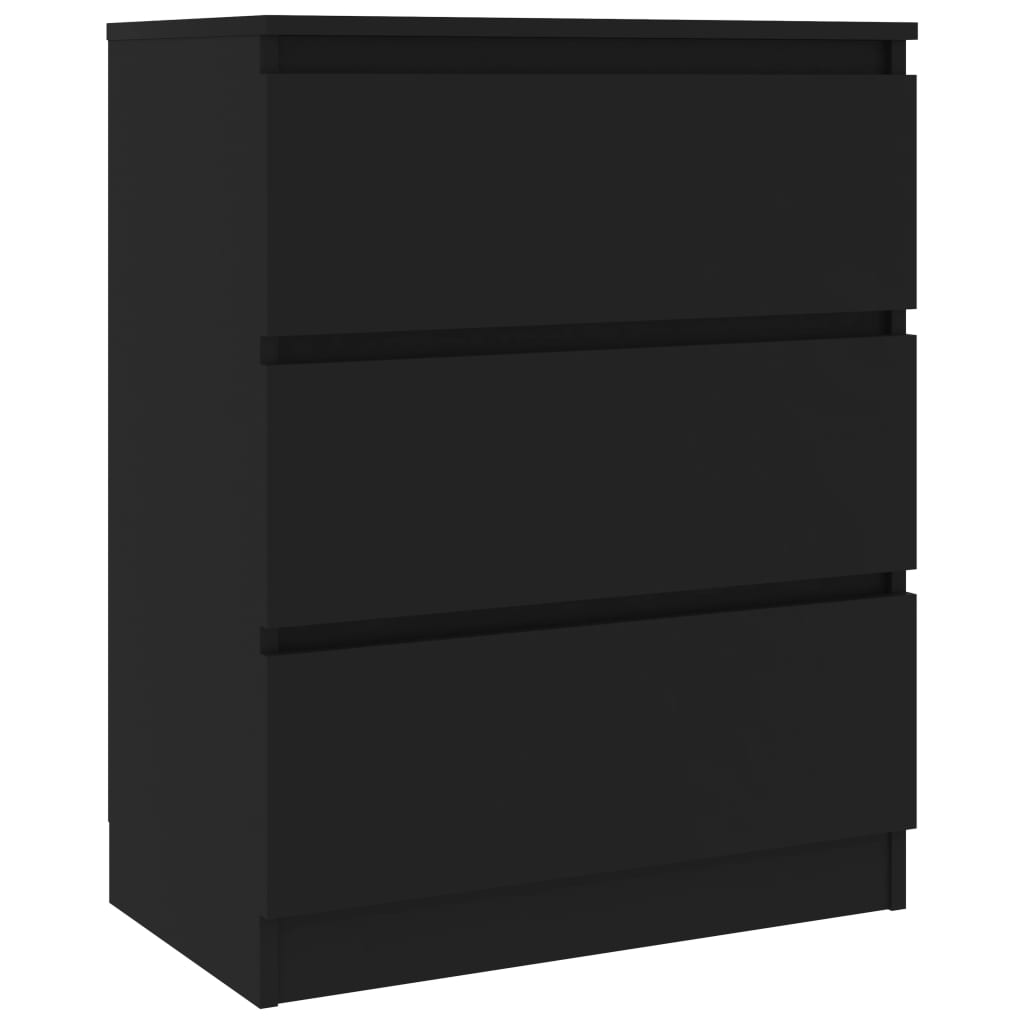 vidaXL خزانة جانبية أسود 60×33.5×76 سم خشب حُبيبي