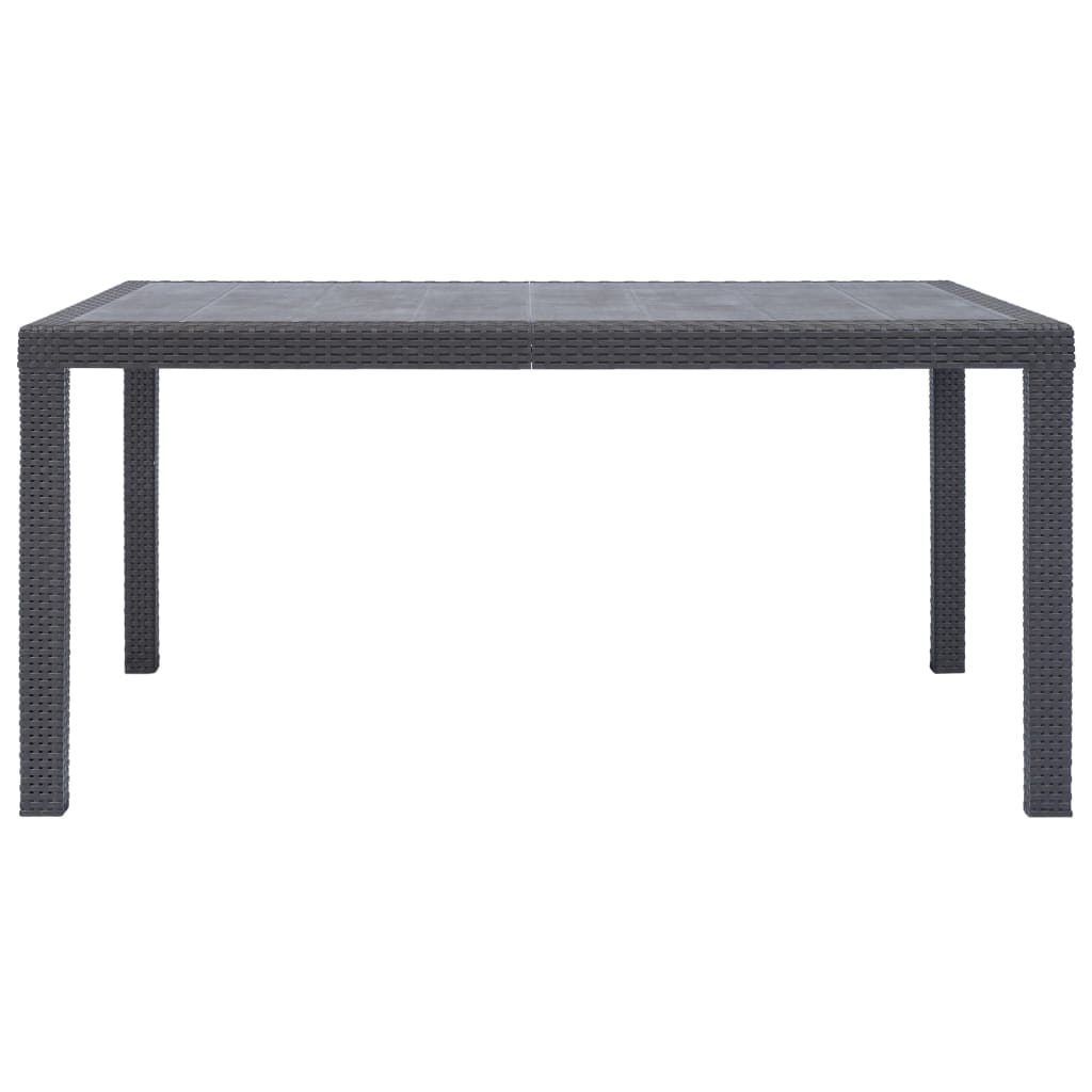 vidaXL طاولة حديقة بني 150×90×72 سم بلاستيك بمظهر روطان