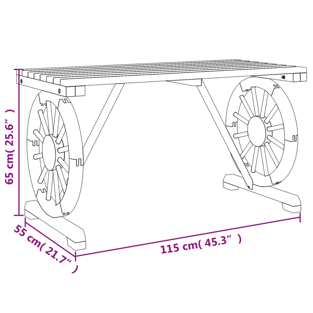 vidaXL طاولة حديقة 65x55x115 سم خشب تنوب صلب