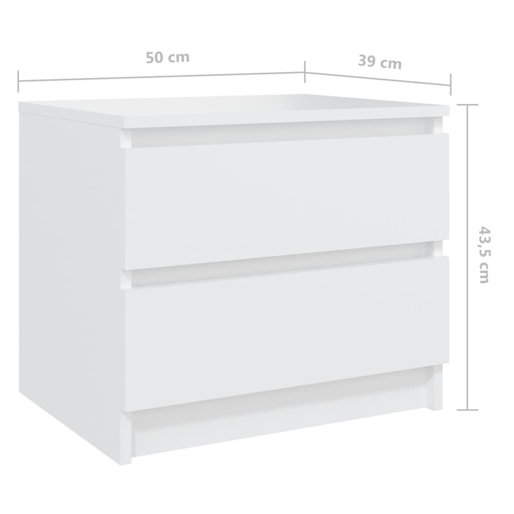 vidaXL خزانة سرير أبيض 50×39×43.5 سم خشب صناعي
