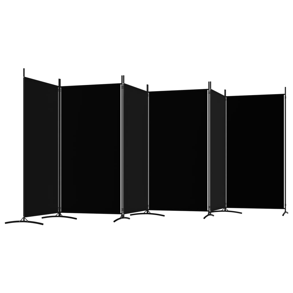 vidaXL مقسم غرفة 6-ألواح أسود 520×180 سم قماش