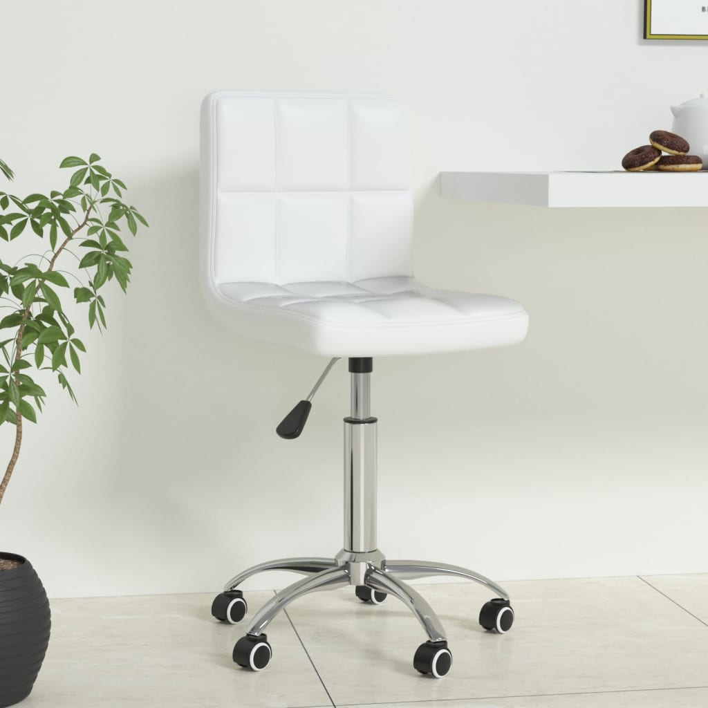 vidaXL كرسي مكتب دوار أبيض جلد صناعي