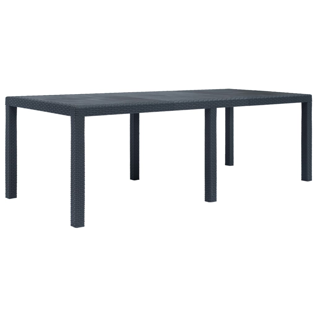 vidaXL طاولة حديقة أنثراسيت 220×90×72 سم بلاستيك بمظهر روطان