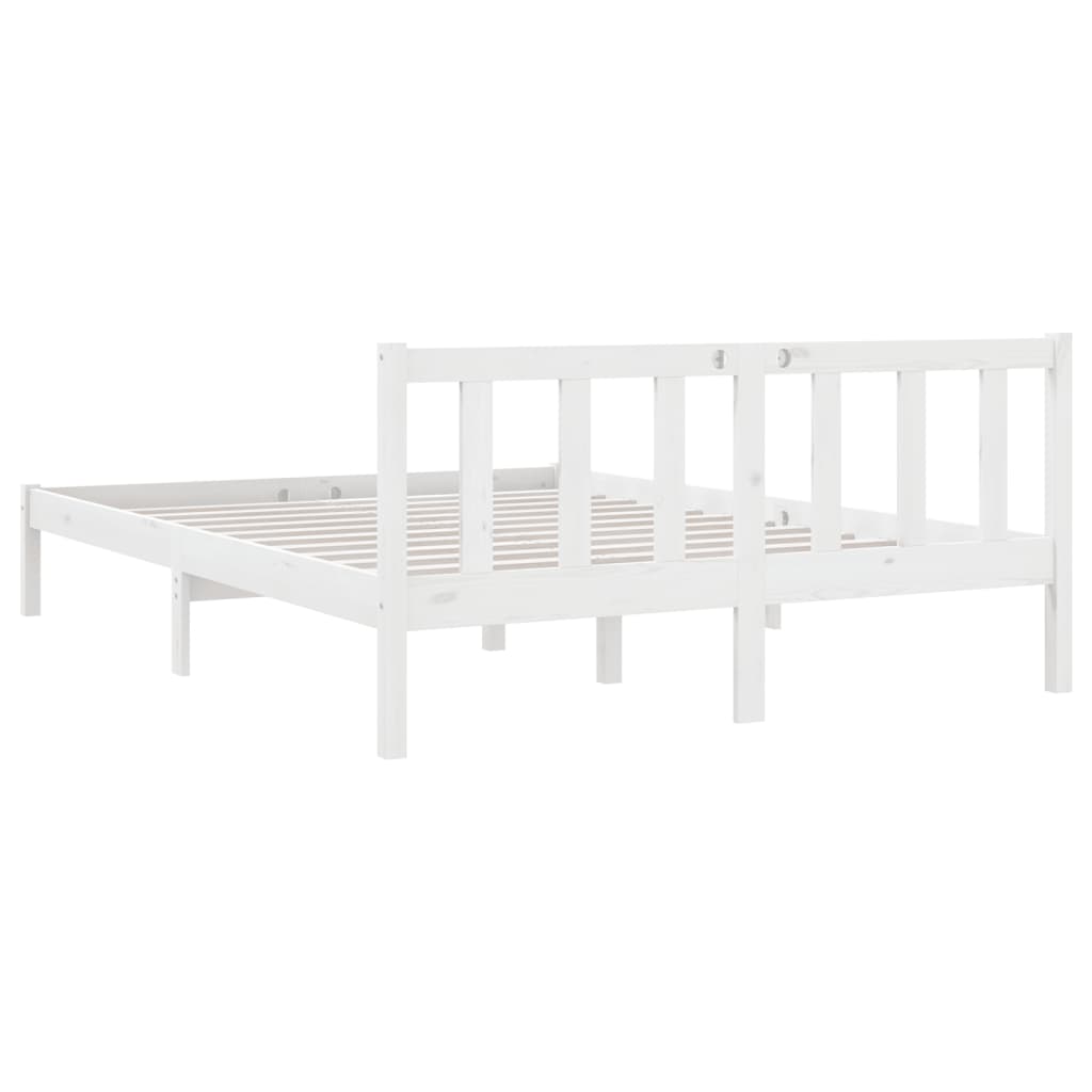 vidaXL إطار سرير خشب صنوبر صلب أبيض 140×200 سم