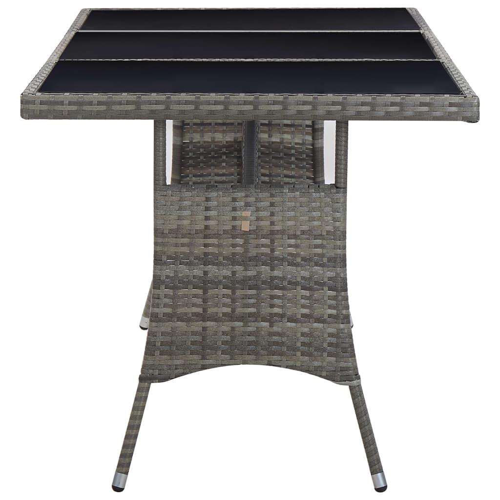 vidaXL طاولة حديقة رمادي 170×80×74 سم بولي روطان