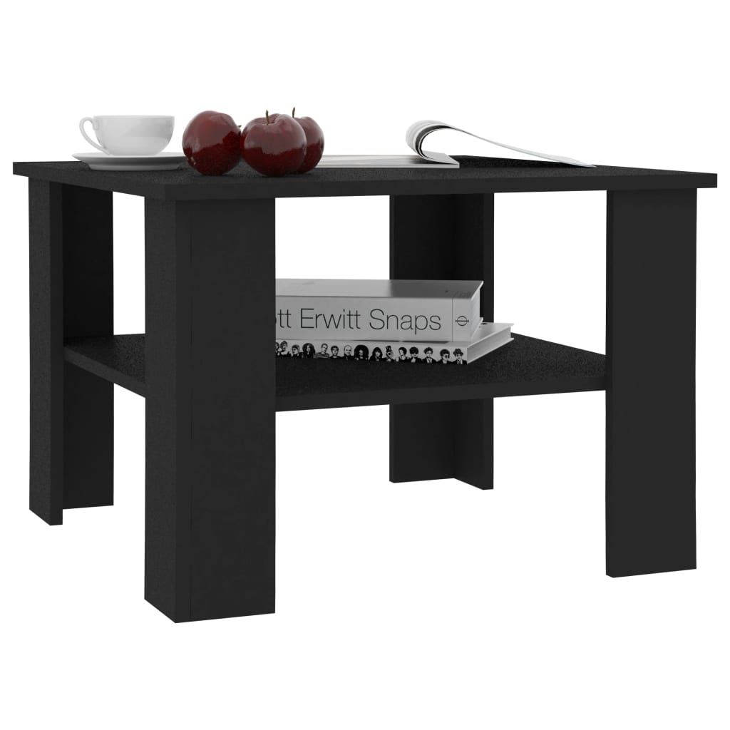 vidaXL طاولة قهوة أسود 60×60×42 سم خشب مضغوط