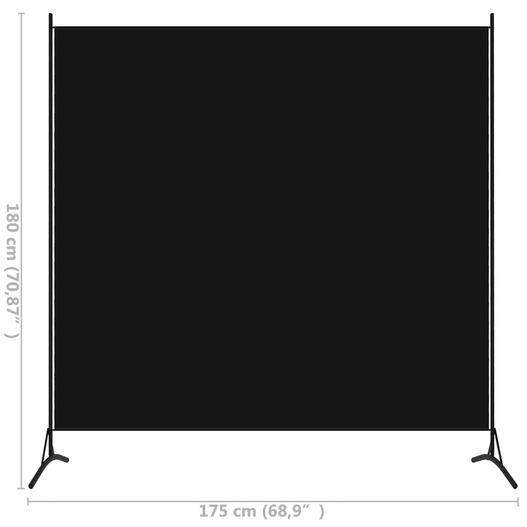 vidaXL مقسم غرفة ذو لوح واحد أسود 175×180 سم