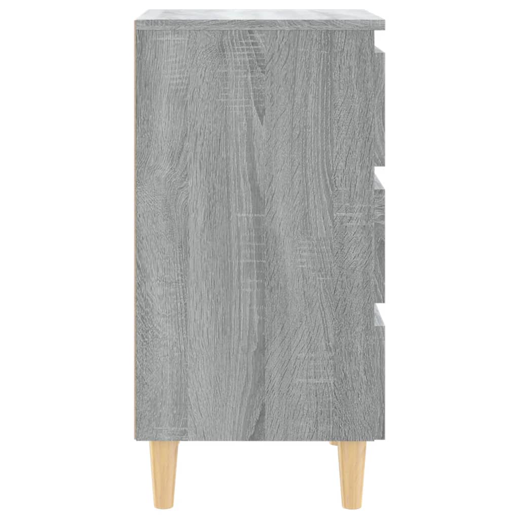 vidaXL خزانة سرير بأرجل خشب صلب رمادي سونوما 40×35×69 سم