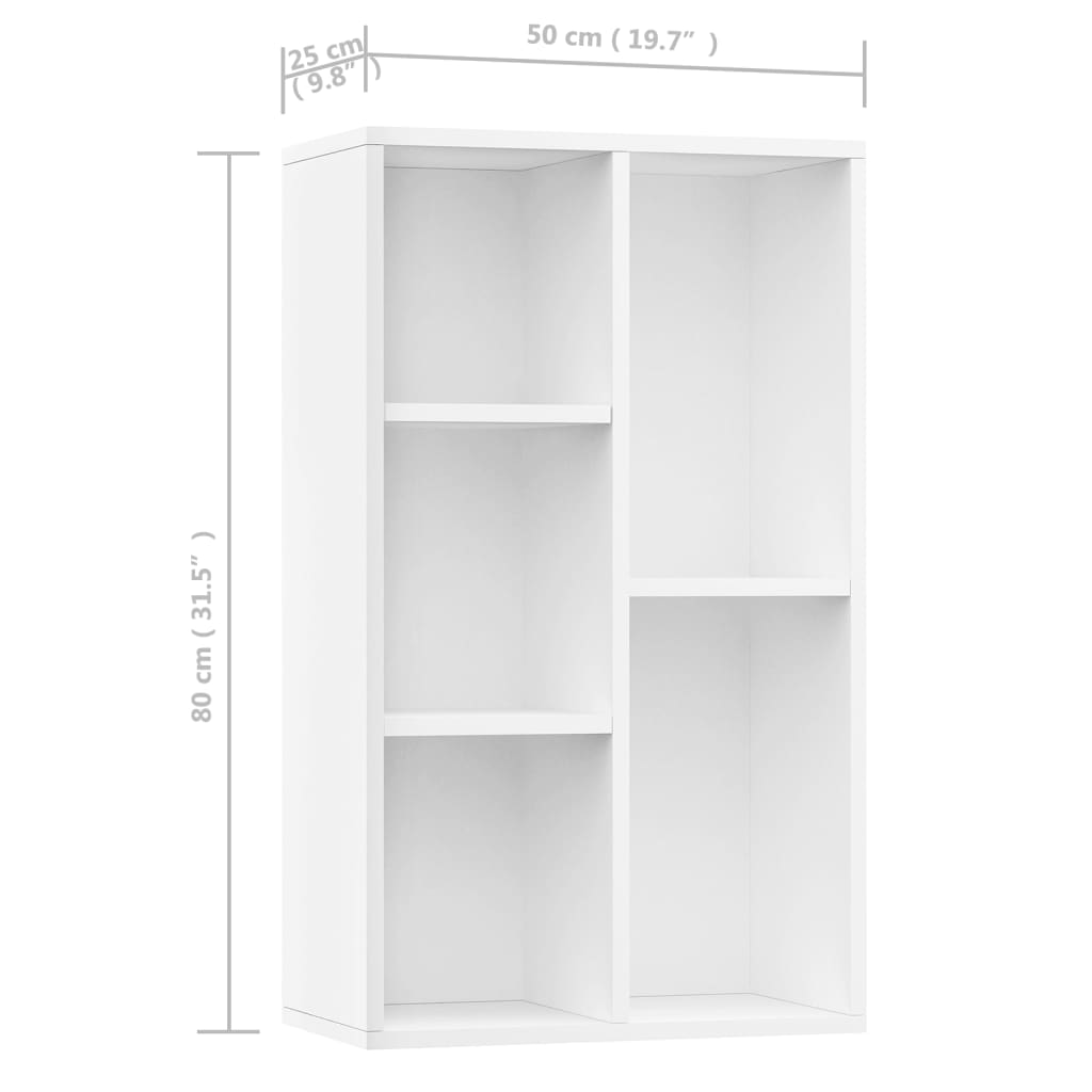 vidaXL خزانة كتب/خزانة جانبية أبيض 50×25×80 سم خشب حبيبي