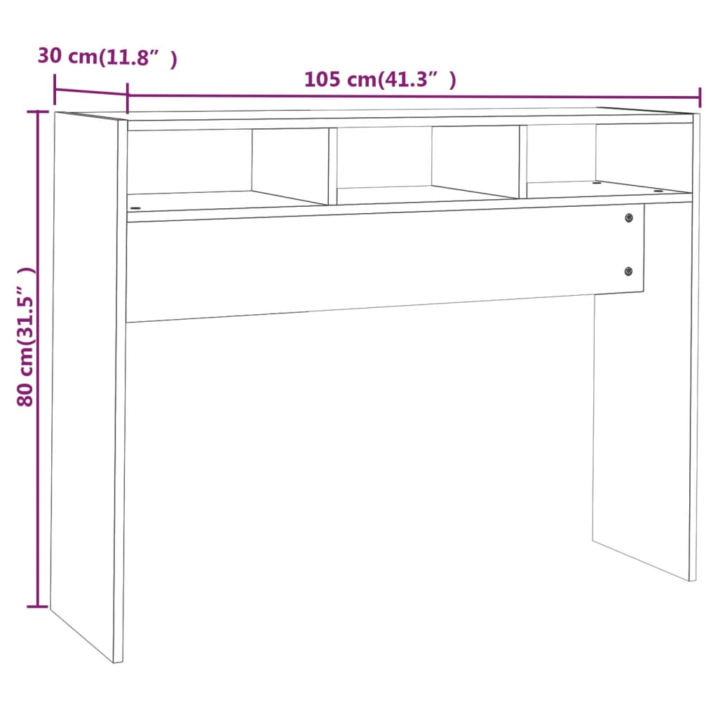 vidaXL طاولة كونسول أبيض 105×30×80 سم خشب صناعي