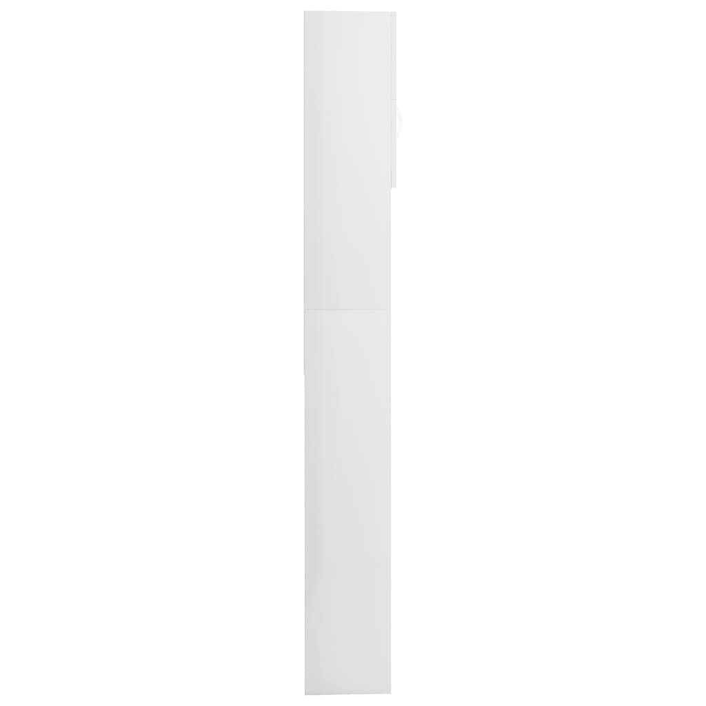 vidaXL خزانة غسالة أبيض لامع 64×25.5×190 سم خشب حبيبي
