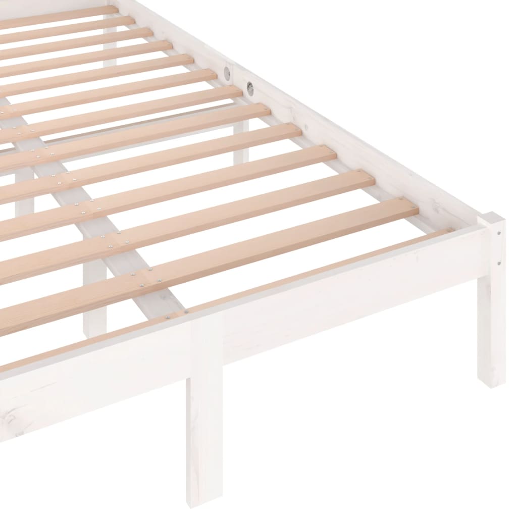 vidaXL إطار سرير خشب صنوبر صلب 120×200 سم أبيض