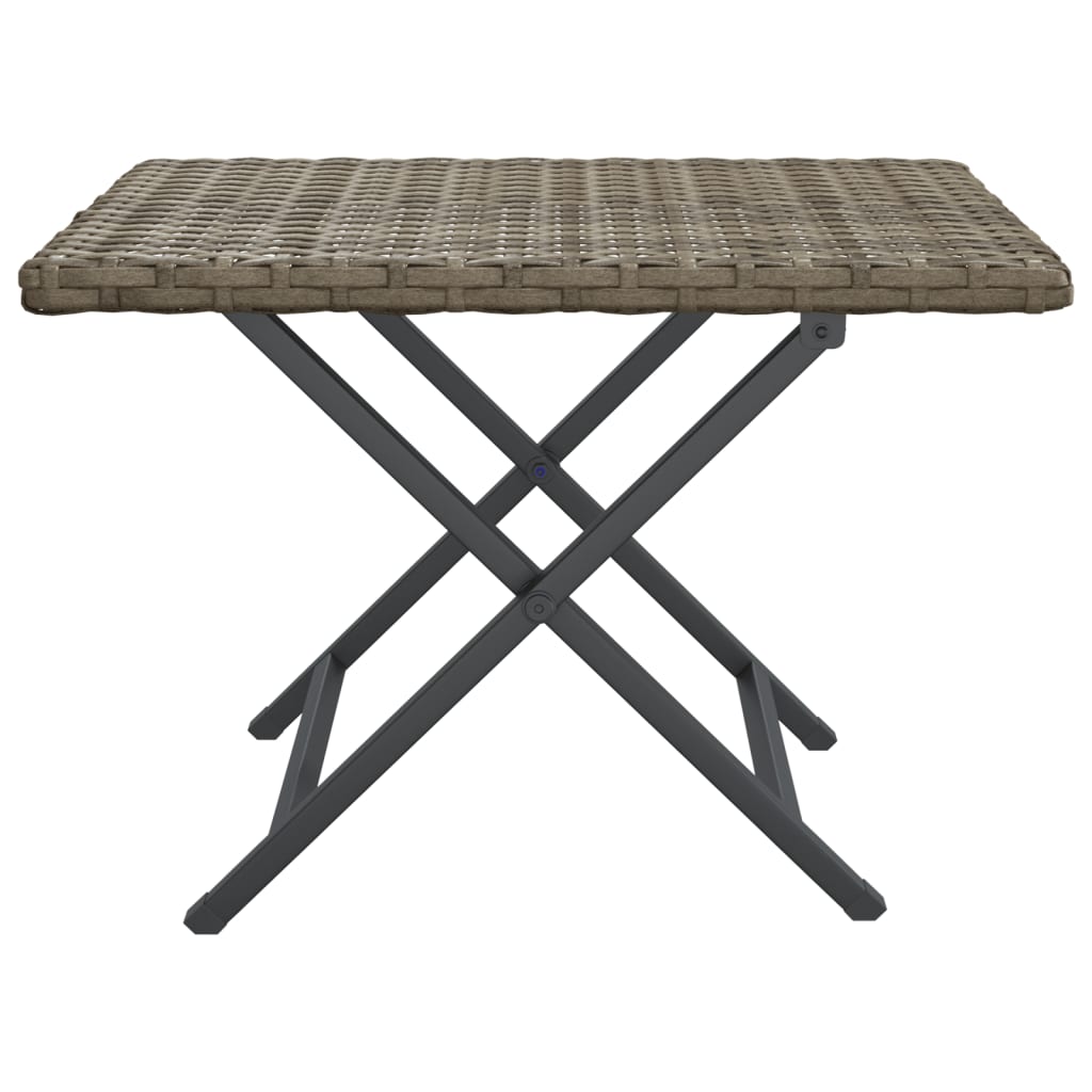 vidaXL طاولة قابلة للثني لون رمادي 45×35×32 سم بولي روطان