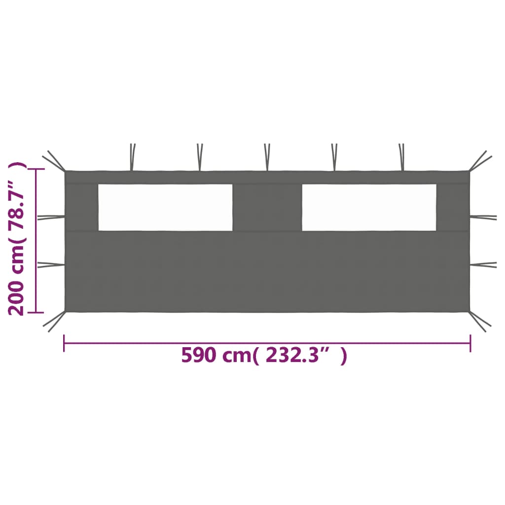 3070415 vidaXL جدار شرفة مراقبة جانبي وشبابيك 6x2 م أنثراسيت (315304)