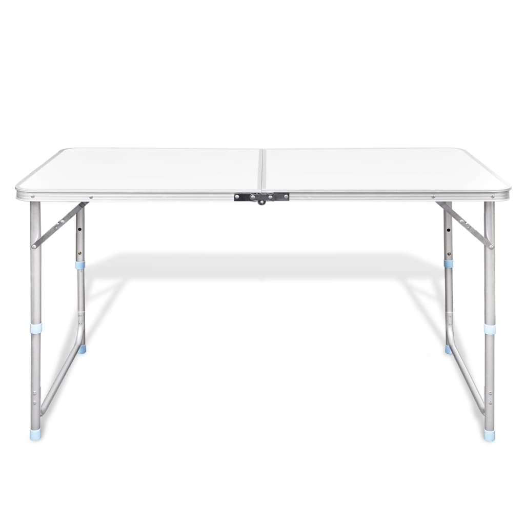 vidaXL طاولة تخييم قابلة للطي ذات ارتفاع قابل للتعديل 120×60 سم