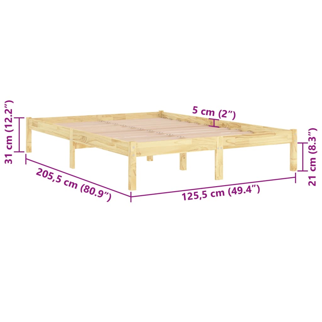 vidaXL إطار سرير خشب صنوبر صلب 120×200 سم