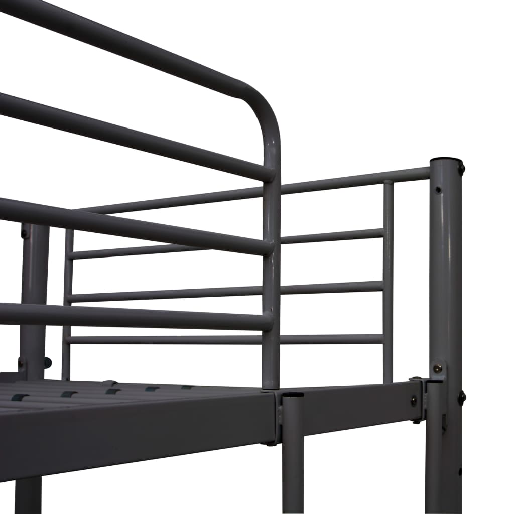 vidaXL إطار سرير مرتفع مع طاولة رمادي معدن 90×200 سم