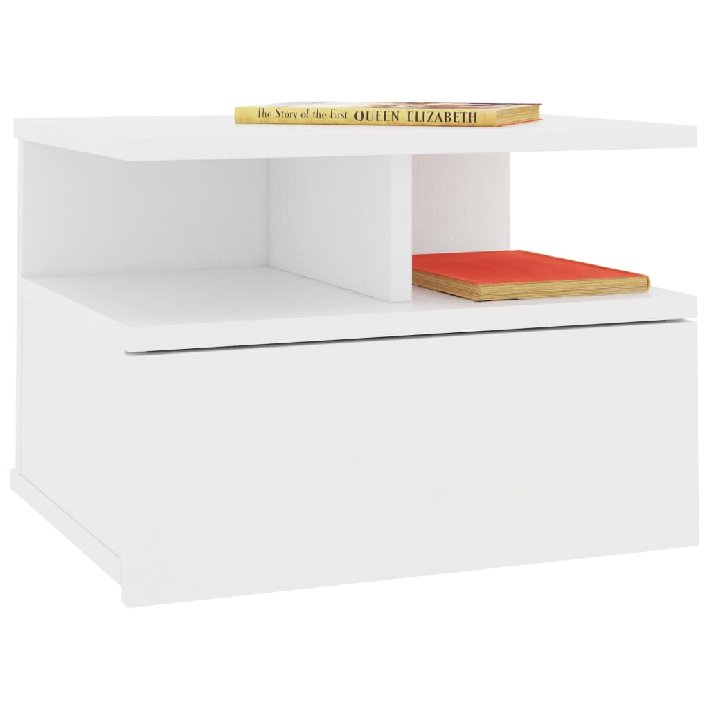 vidaXL منضدة سرير عائمة 2 ق أبيض 40×31×27 سم خشب مضغوط