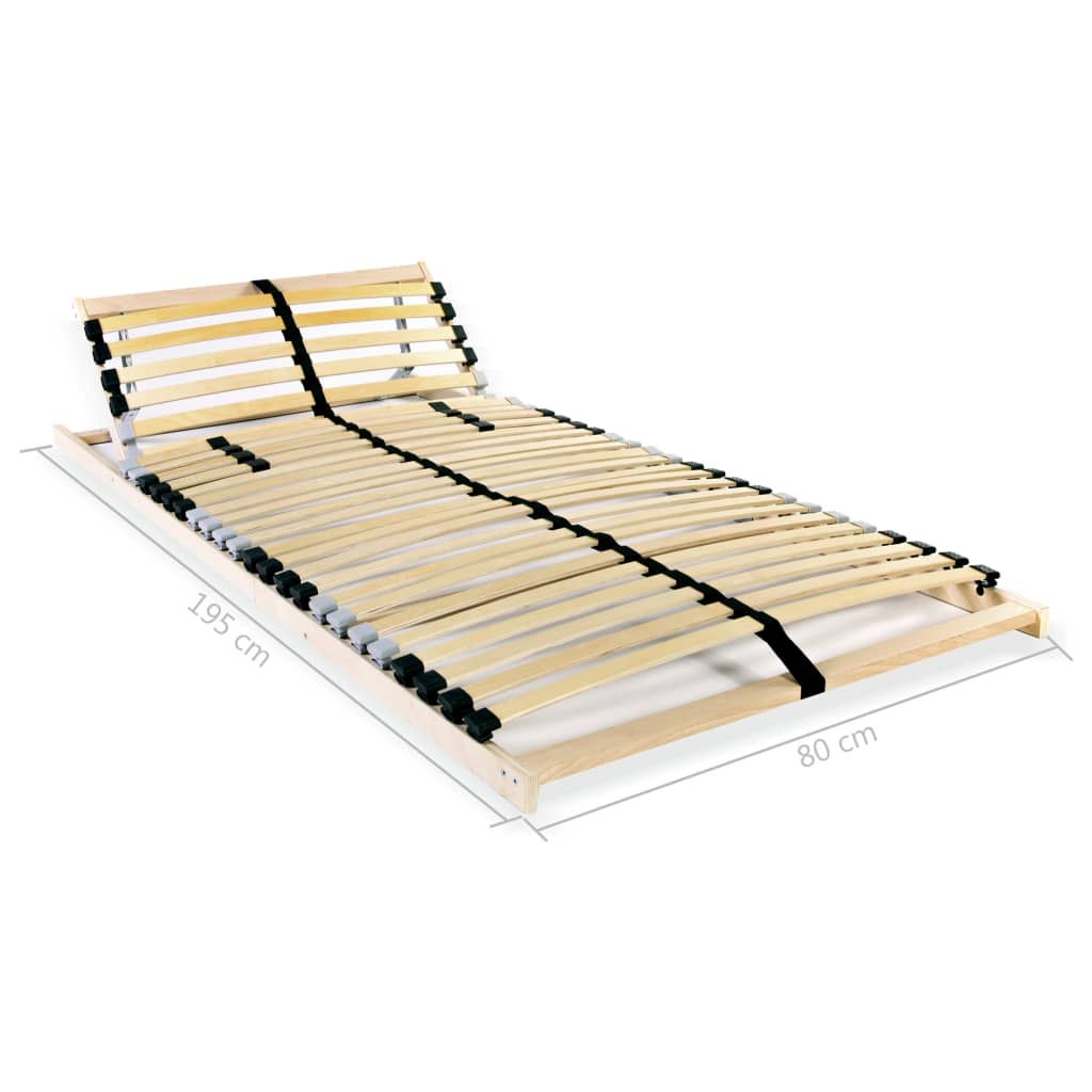 vidaXL قاعدة سرير شرائحية مع 28 شريحة خشبية و 7 مناطق 80×200 سم
