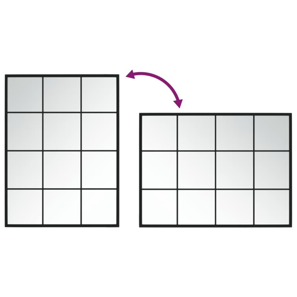 vidaXL مرآة حائط لون أسود 60x80 سم معدن