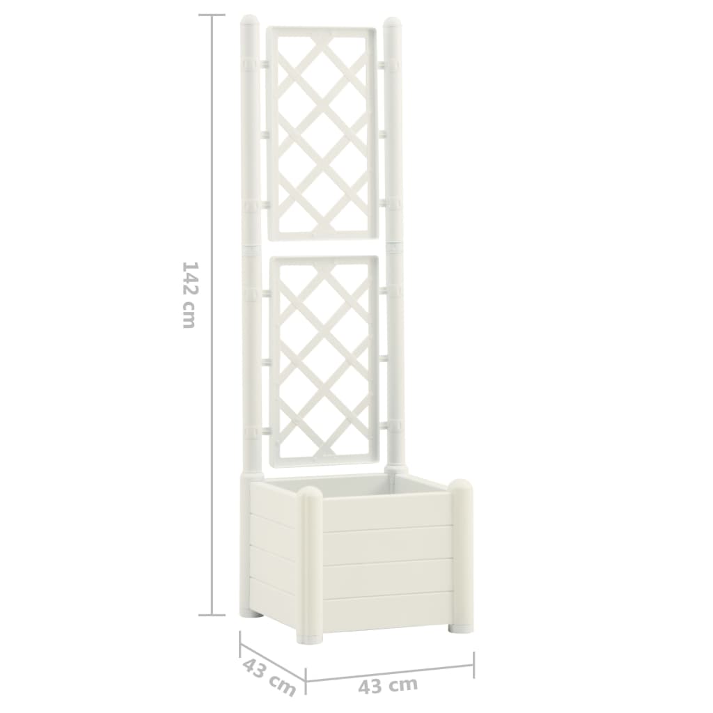 vidaXL حوض حديقة مع تعريشة 43×43×142 سم PP أبيض