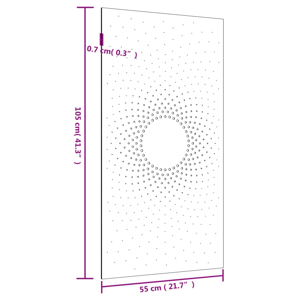 vidaXL ديكور حائط حديقة 55x105 سم فولاذ كورتن تصميم شمس