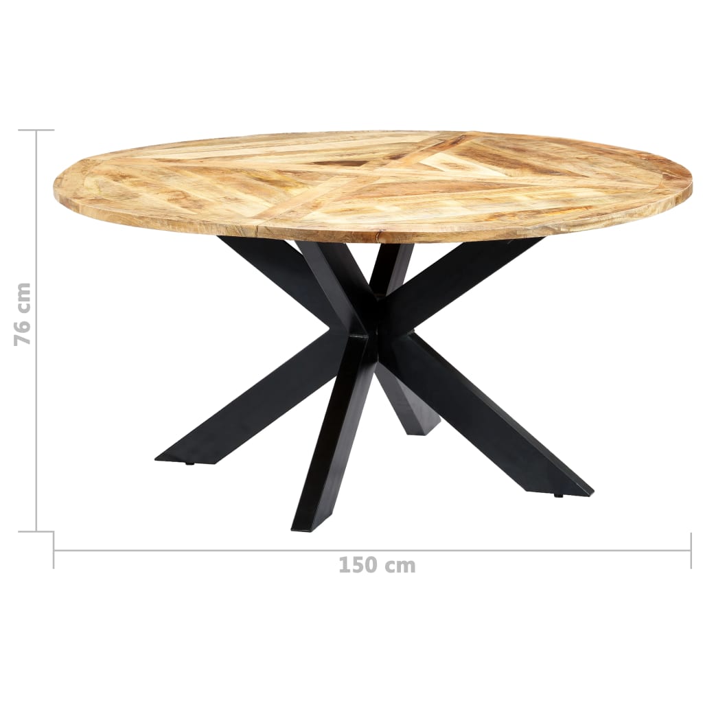 vidaXL طاولة طعام مستديرة الشكل 150×76 سم خشب المانجو الصلب