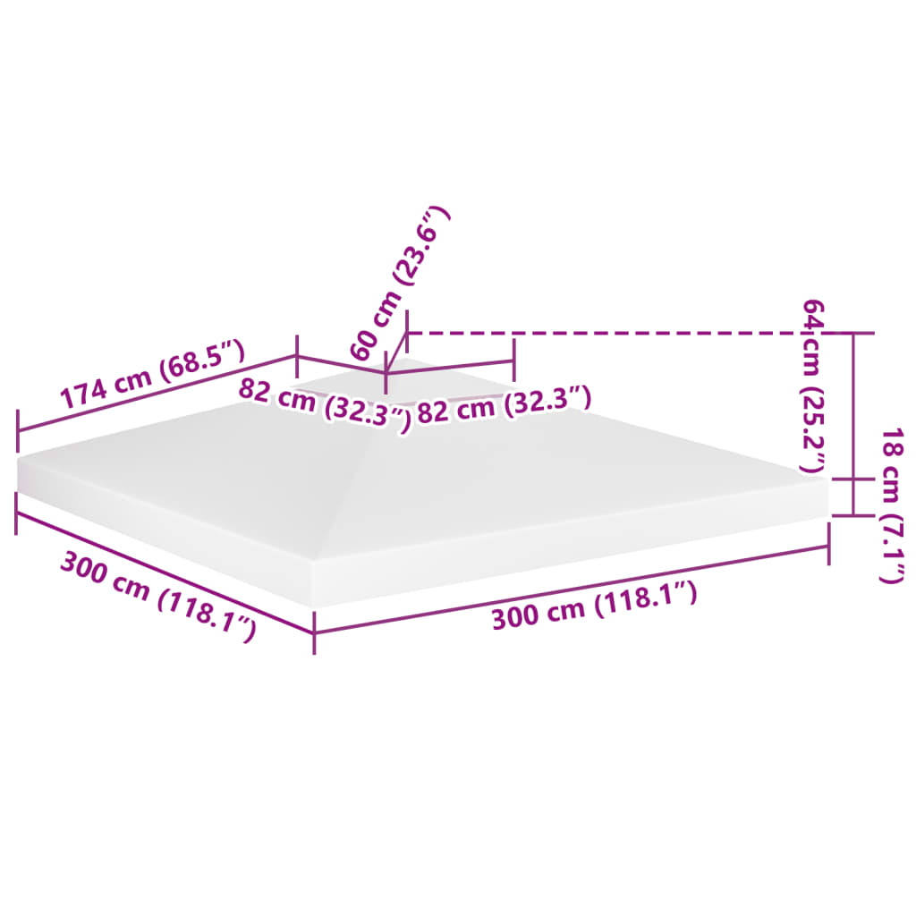vidaXL غطاء جازيبو علوي بطبقتين 310 جرام/م² 3×3 م أبيض