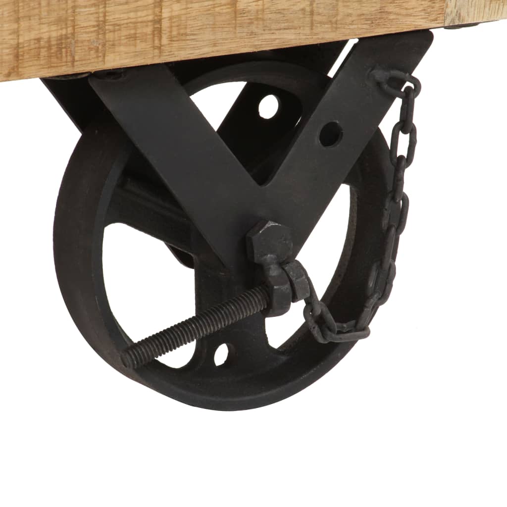 vidaXL طاولة قهوة بالعجلات خشب مانجو صلب 110×50×37 سم