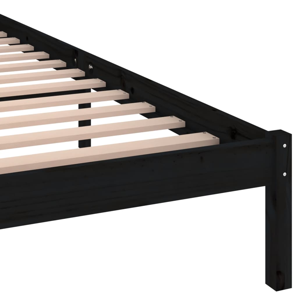 vidaXL إطار سرير خشب صنوبر صلب 160×200 سم أسود