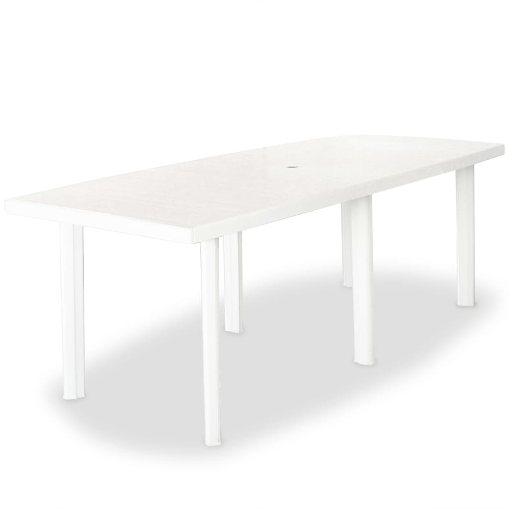 vidaXL طاولة حديقة أبيض 210×96×72 سم بلاستيك