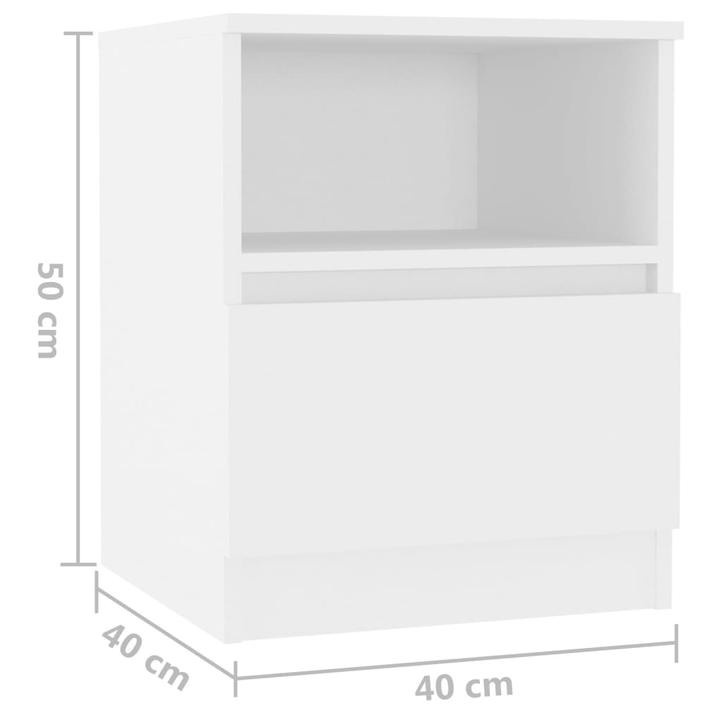 vidaXL خزانة سرير أبيض 40×40×50 سم خشب صناعي