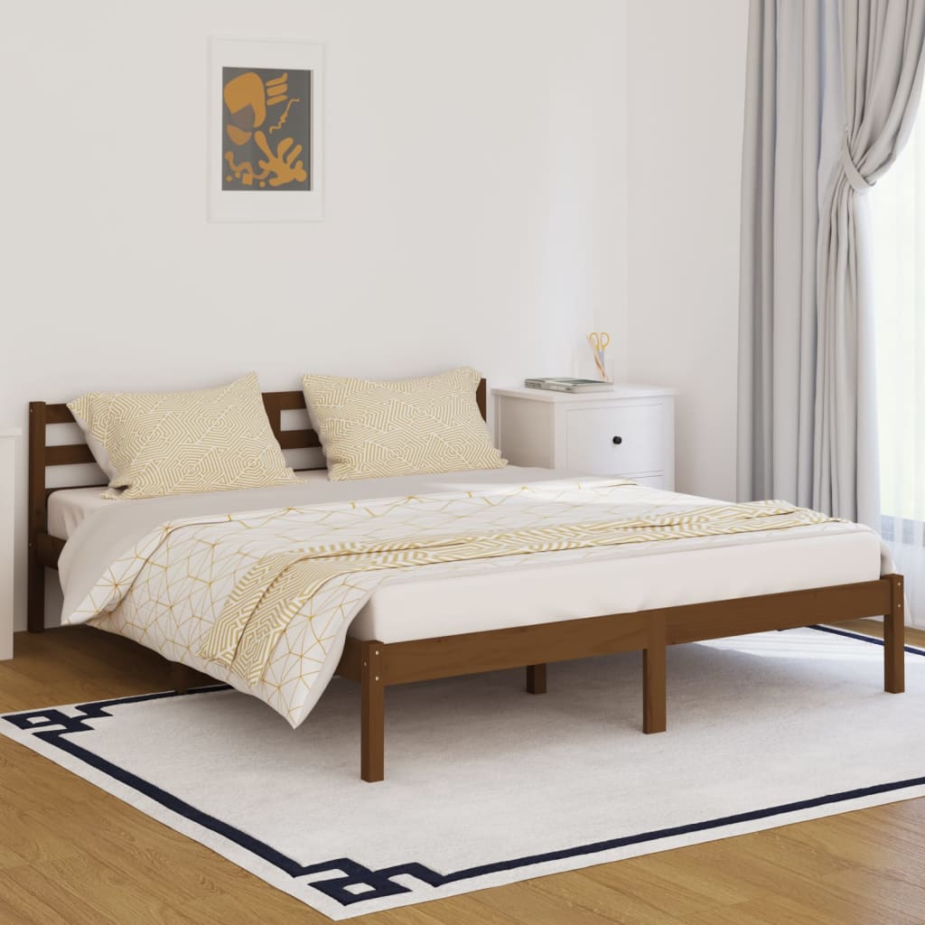 vidaXL إطار سرير خشب صنوبر صلب 160×200 سم بني عسلي