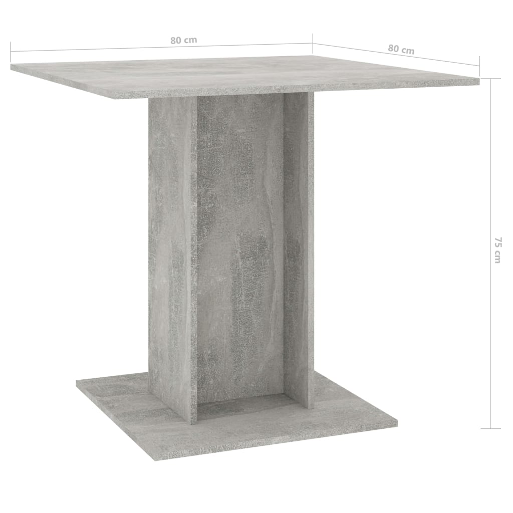 vidaXL طاولة سفرة رمادي اسمنتي 80×80×75 سم خشب مضغوط