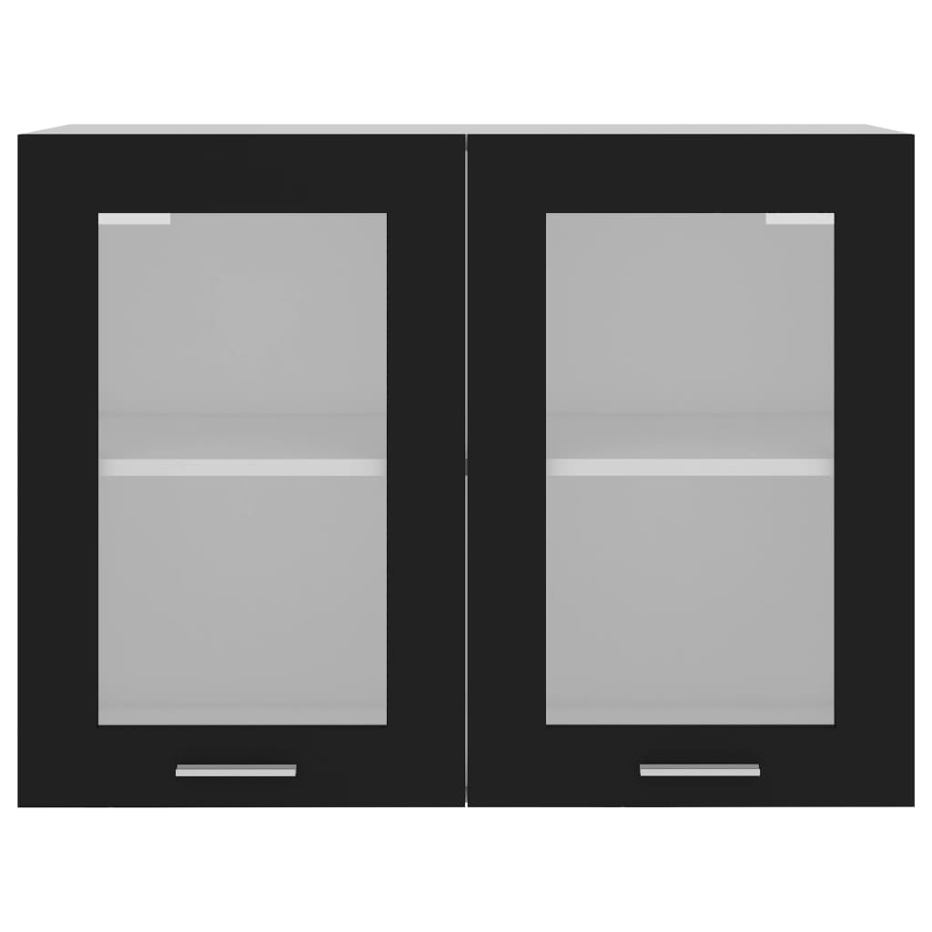 vidaXL خزانة زجاجية معلقة أسود 80×31×60 سم خشب حبيبي