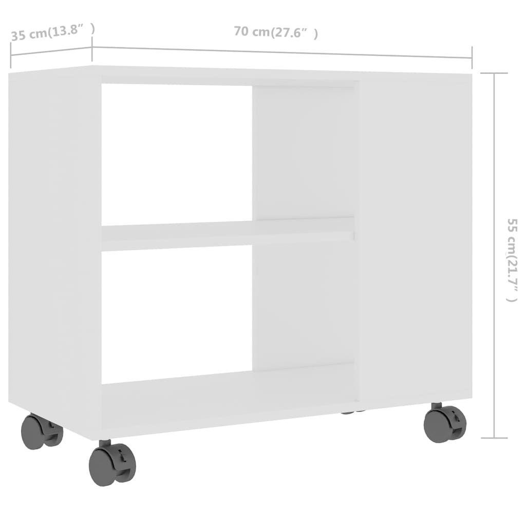 vidaXL طاولة جانبية أبيض 70×35×55 سم خشب صناعي