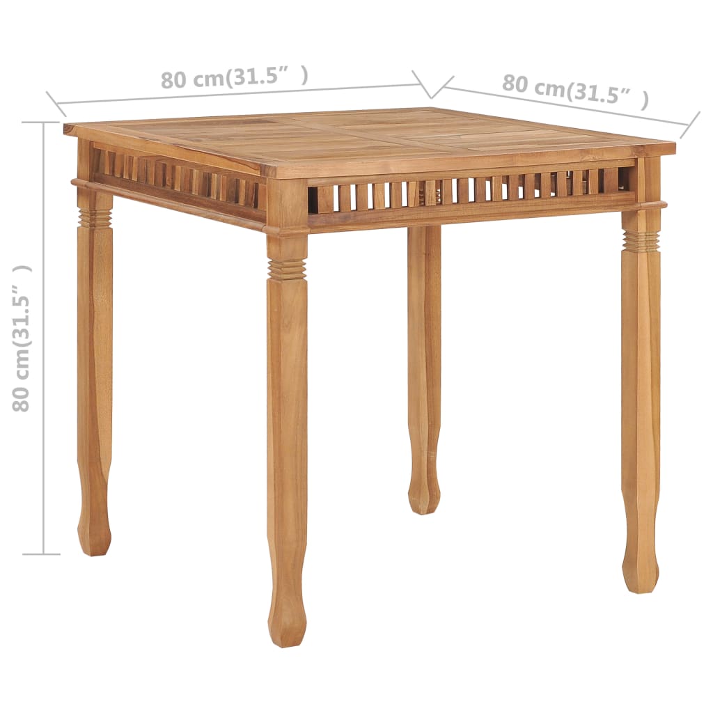 vidaXL طاولة سفرة حديقة 80×80×80 سم خشب ساج صلب