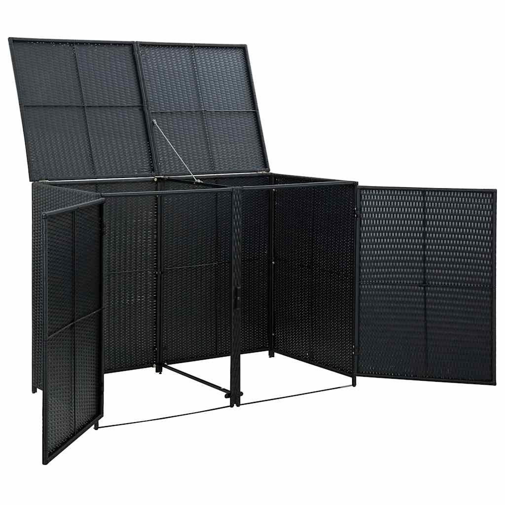 vidaXL كشك سلال القمامة مزدوج بولي روطان 148×80×111 سم