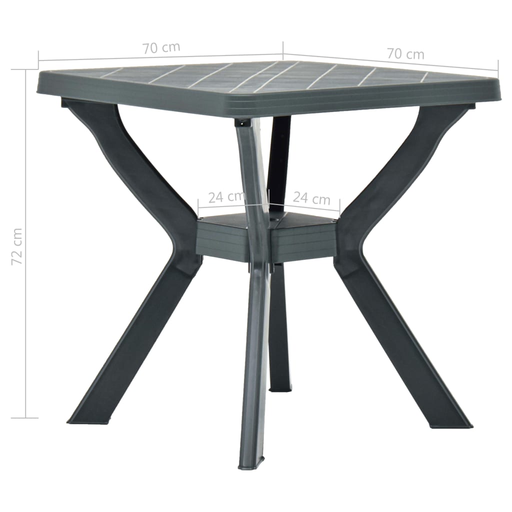 vidaXL طاولة بيسترو أخضر 70×70×72 سم بلاستيك